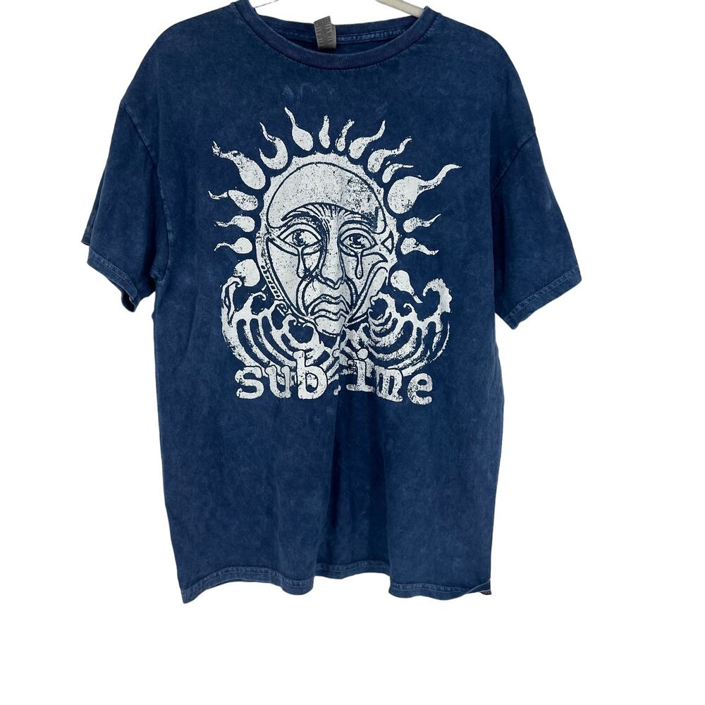 Sublime Crying Sun T-Shirt Blue Acid Wash Large NWOT‎